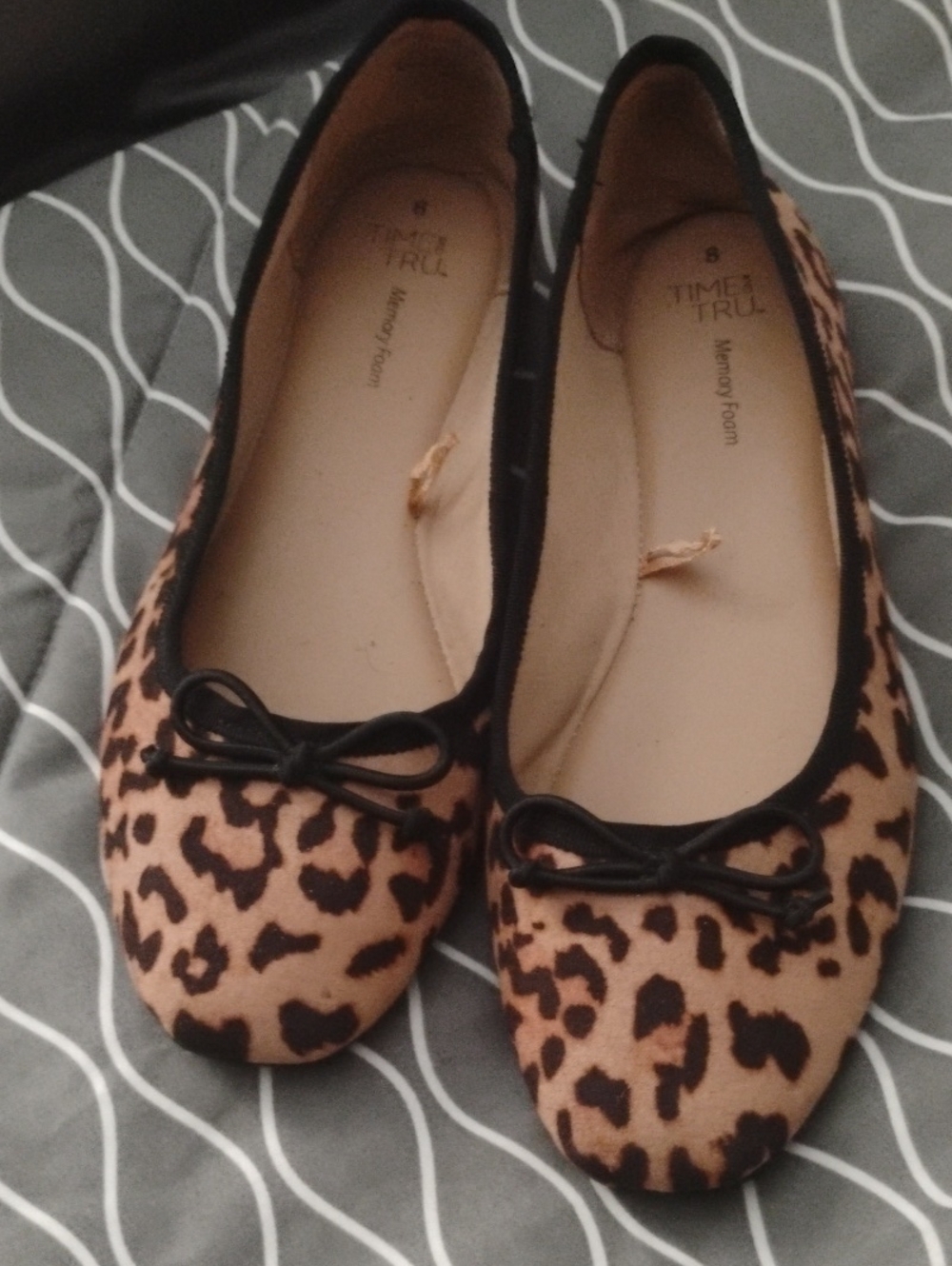 Time and Tru Leopard Ballet Flats in Beige and Black